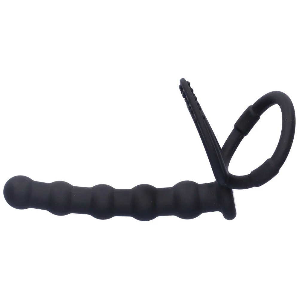 Double Delight Dual Insertion Cock Ring With Anal Probe