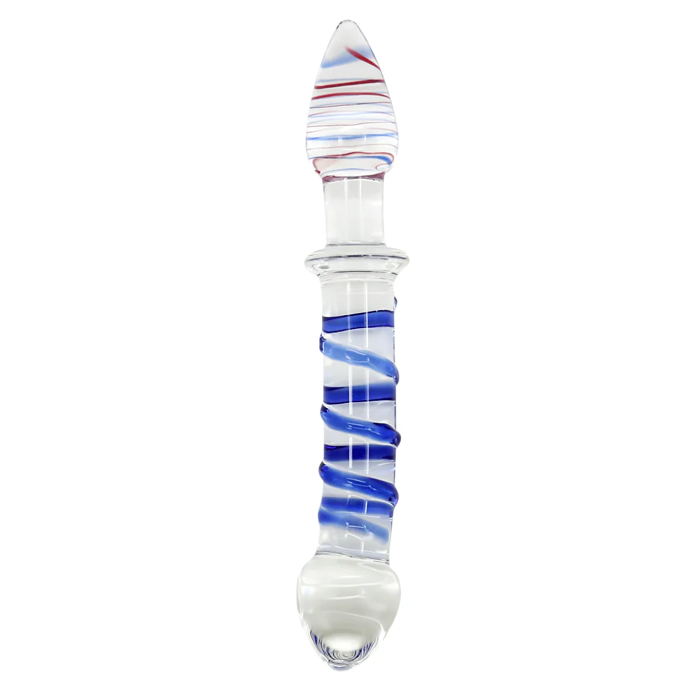 Dual-Ended Swirl Glass G-Spot / P-Spot Dildo & Anal Plug - Image 3