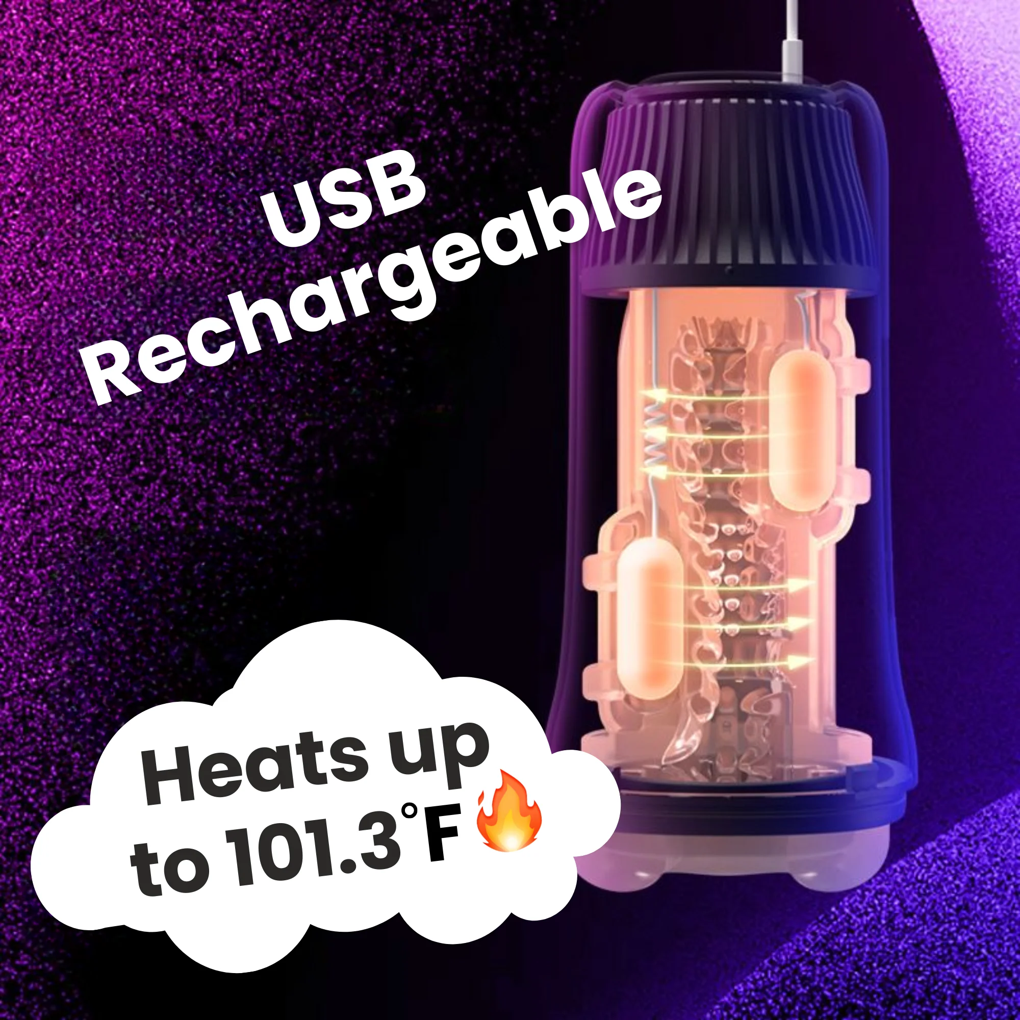 The Enchantress Vibrating & Warming Masturbator - Rechargeable with 5 Vibration Modes! - Image 13