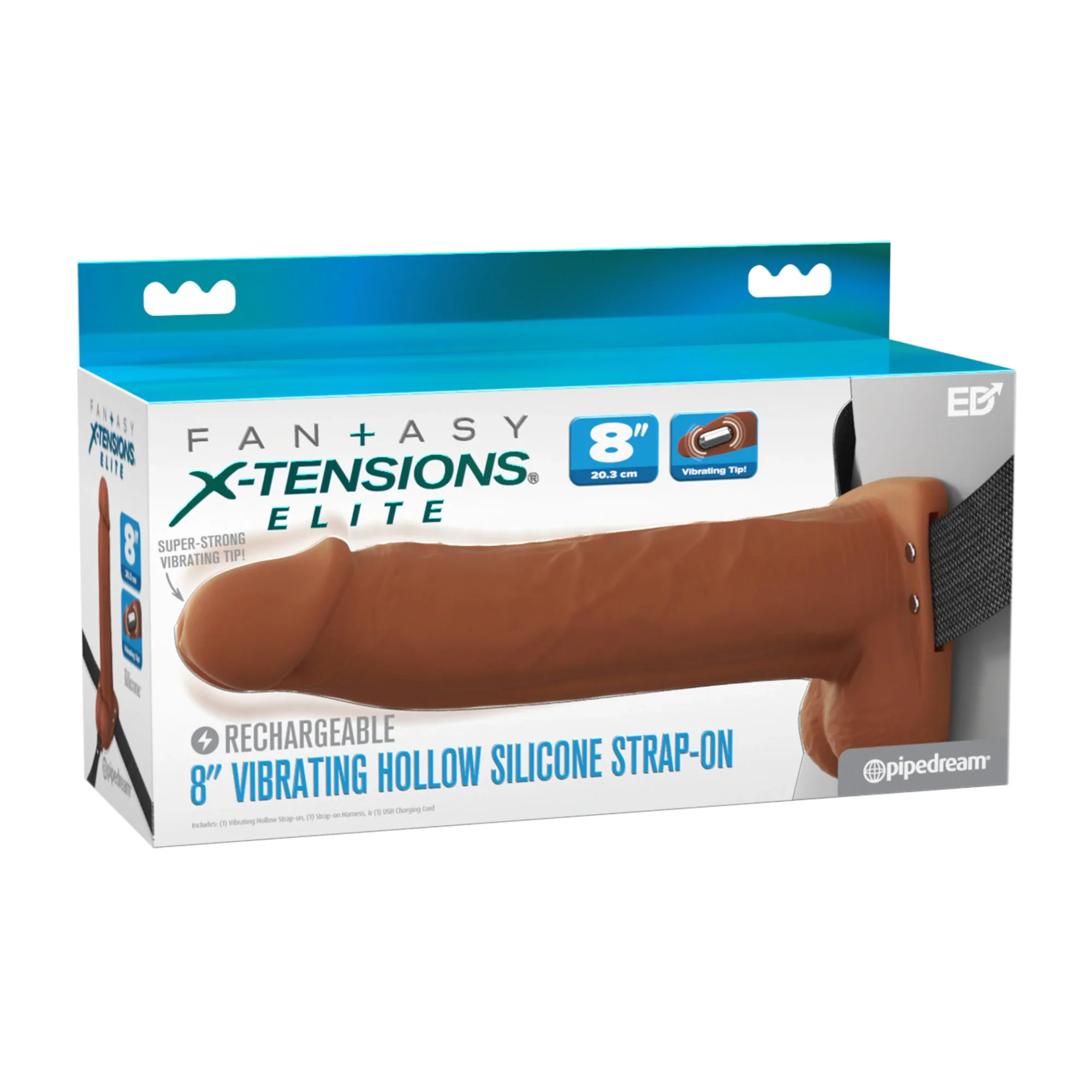 Fantasy X-Tensions Elite Vibrating Rechargeable Silicone Dual Density Hollow Strap-On - Image 12