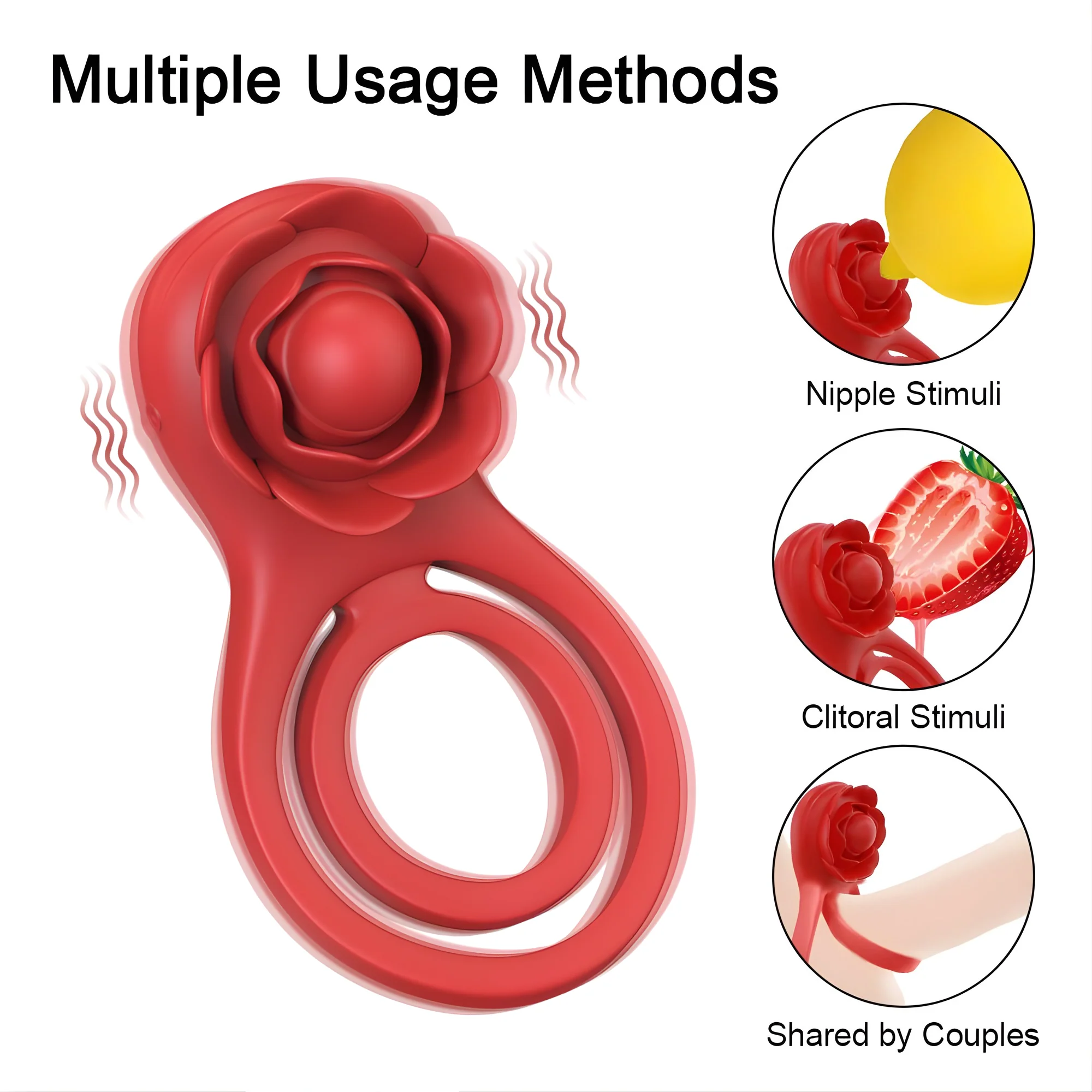 Flower Double C-Ring - Clit Stimulation For Her & Enhanced Erections For You! - Image 7