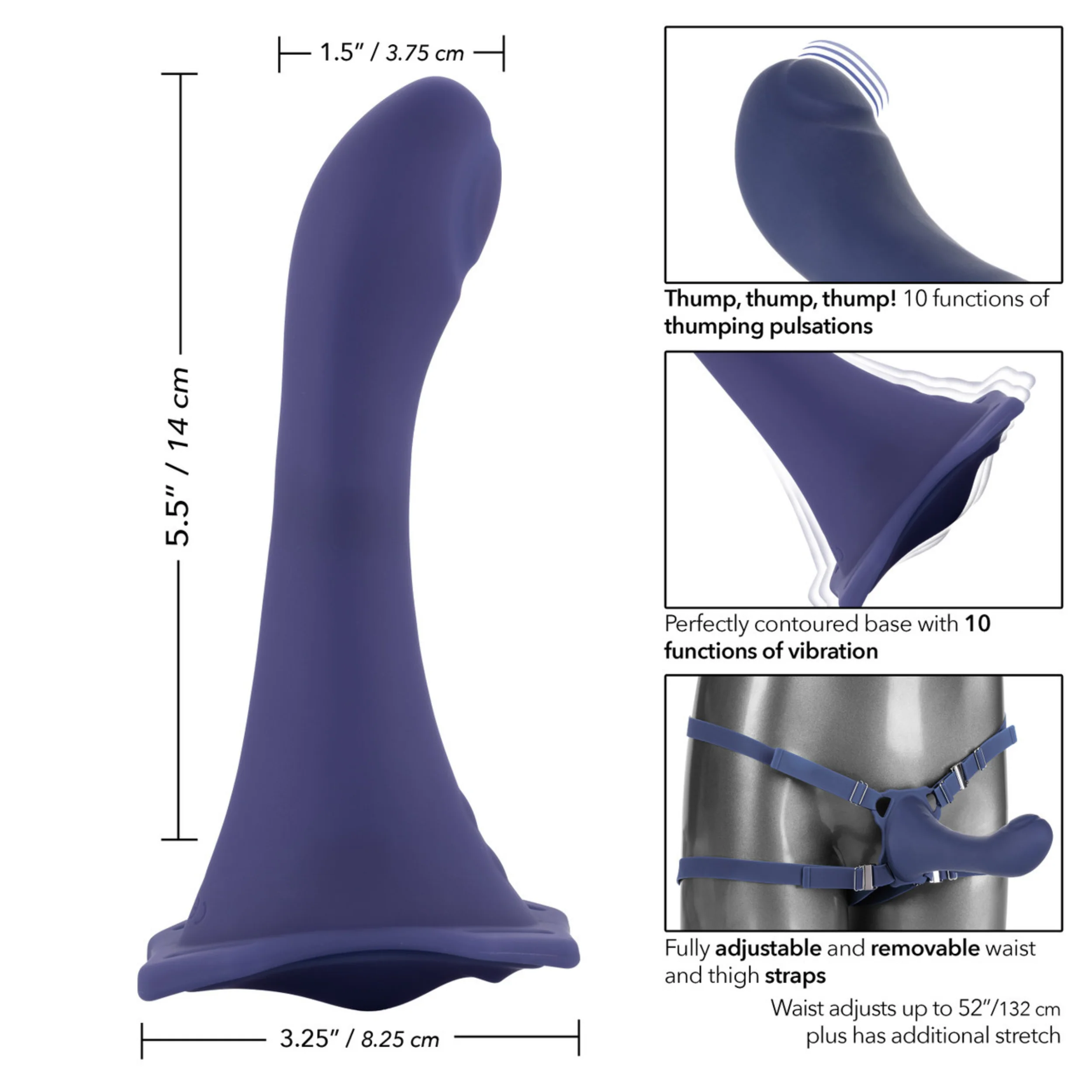 Her Royal Harness ME2 Thumper Strap-On with Silicone Rechargeable Dildo - Blue - Image 2