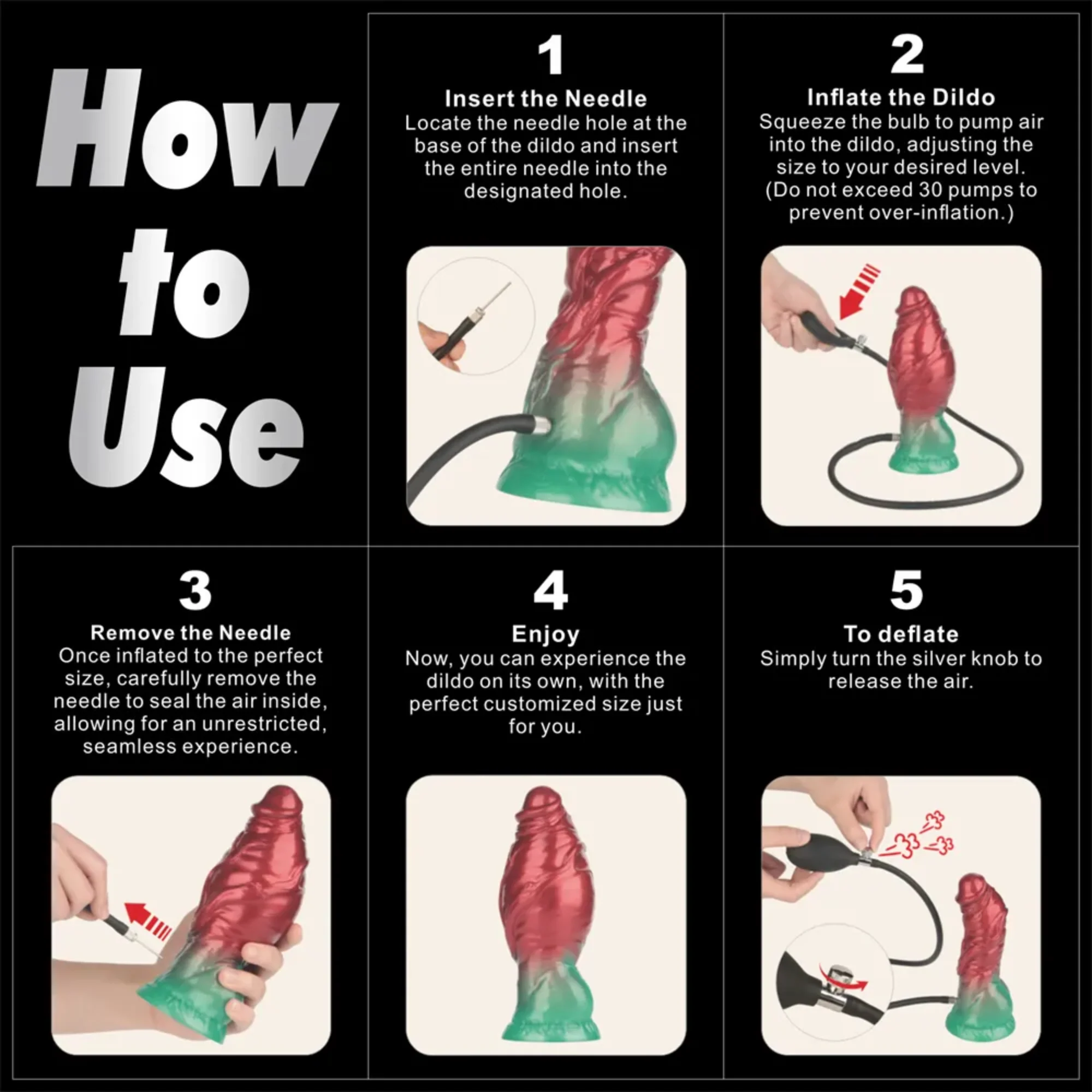 Inflatable Fantasy Dildo with Squeeze Pump - Get Stretched Like Never Before! - Image 5