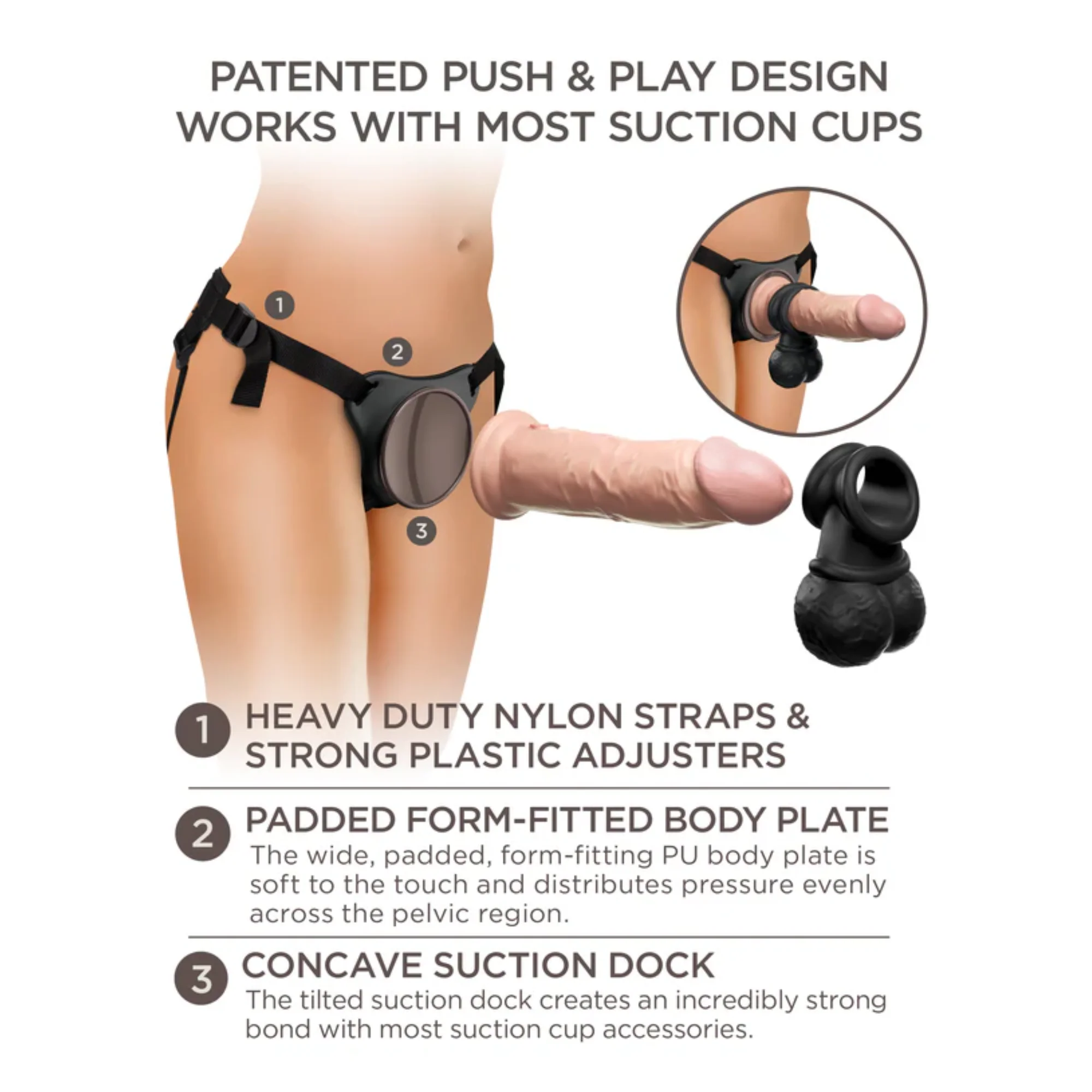 King Cock Deluxe Silicone Body Dock Strap-on Kit with Swinging Balls and 8" Dildo - Image 8