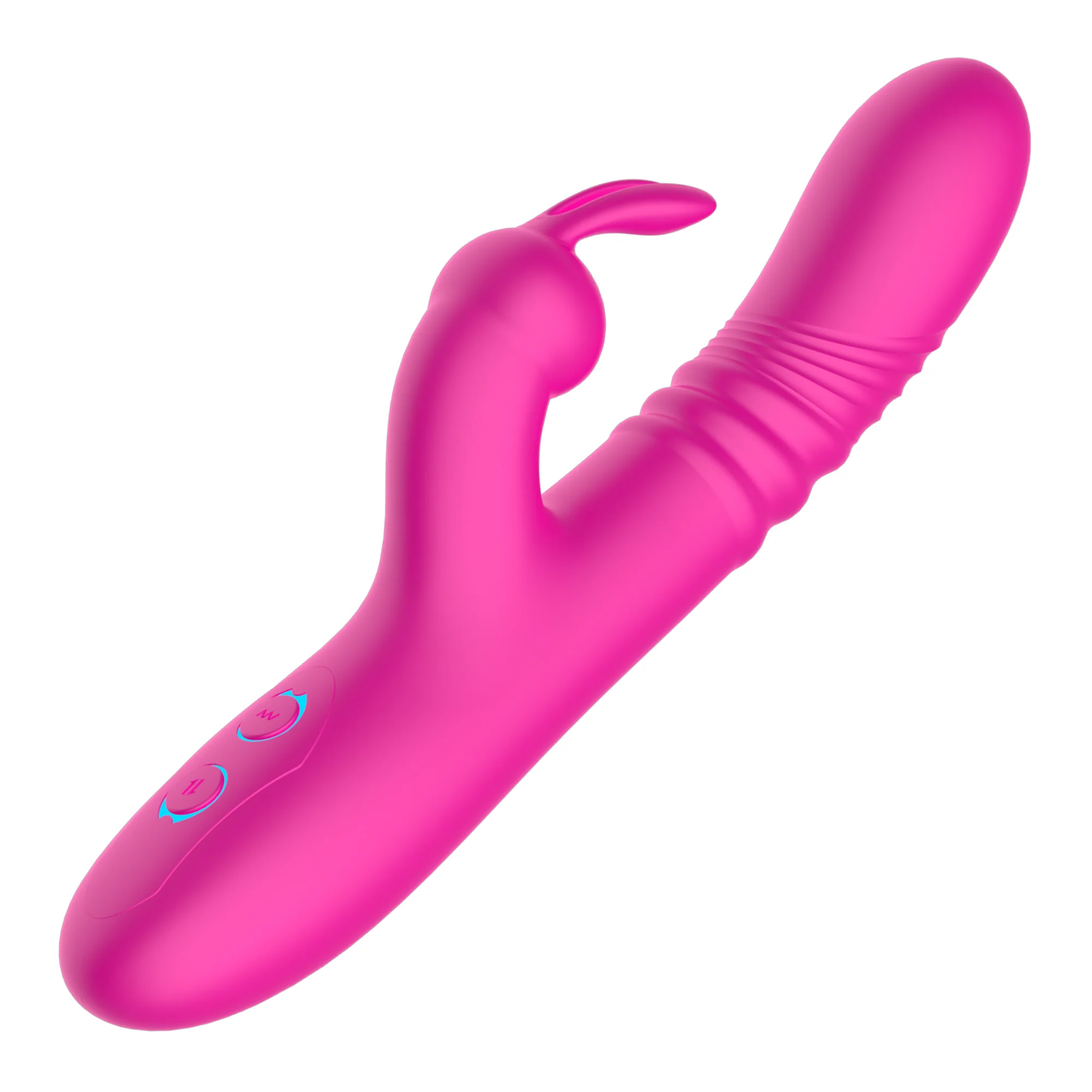 Pink Silicone Rippled Thrusting Rabbit - Image 5