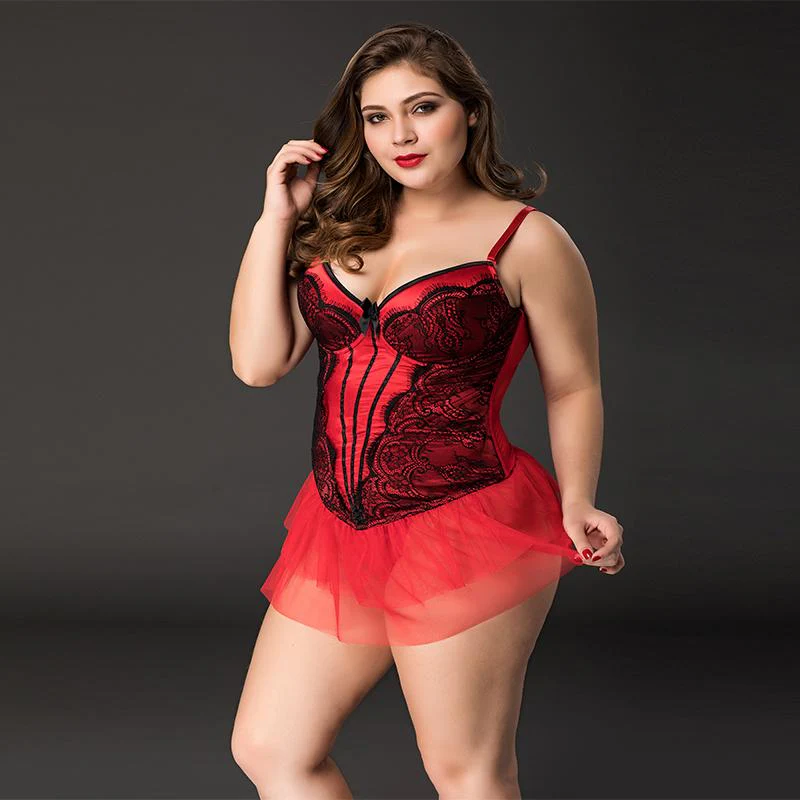 Red Skirted Corset - Queen Size - Image 2