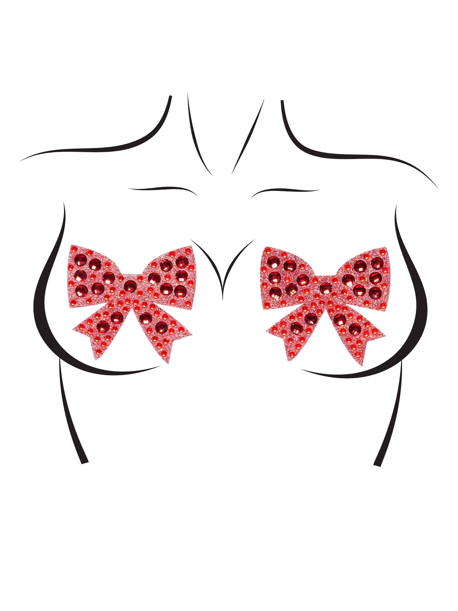 Leg Avenue Rhinestone Glitter Bow Nipple Pasties - Image 2