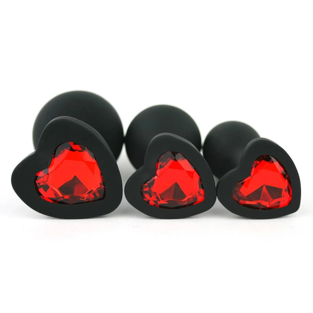 Silicone Heart Jeweled Anal Plug - 3 Sizes Available! - Image 6