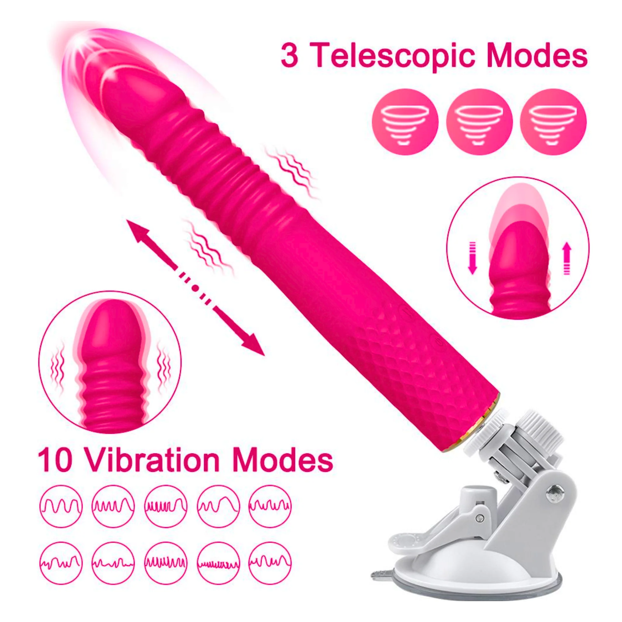 Thrusting and Vibrating Suction Cup Dildo - Easy, Deep, Hands-free O's! - Image 5
