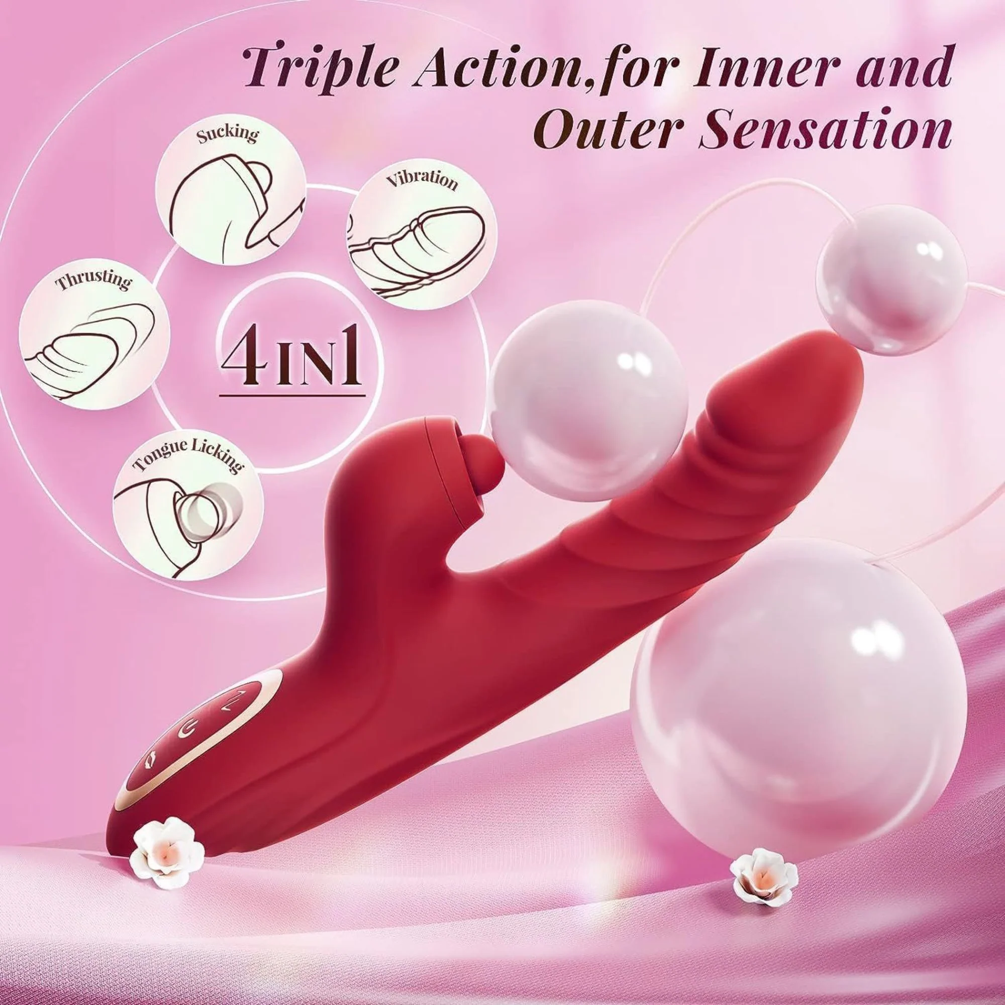 Thrusting Ribbed Rabbit Vibe with Clitoral Nub - Image 11