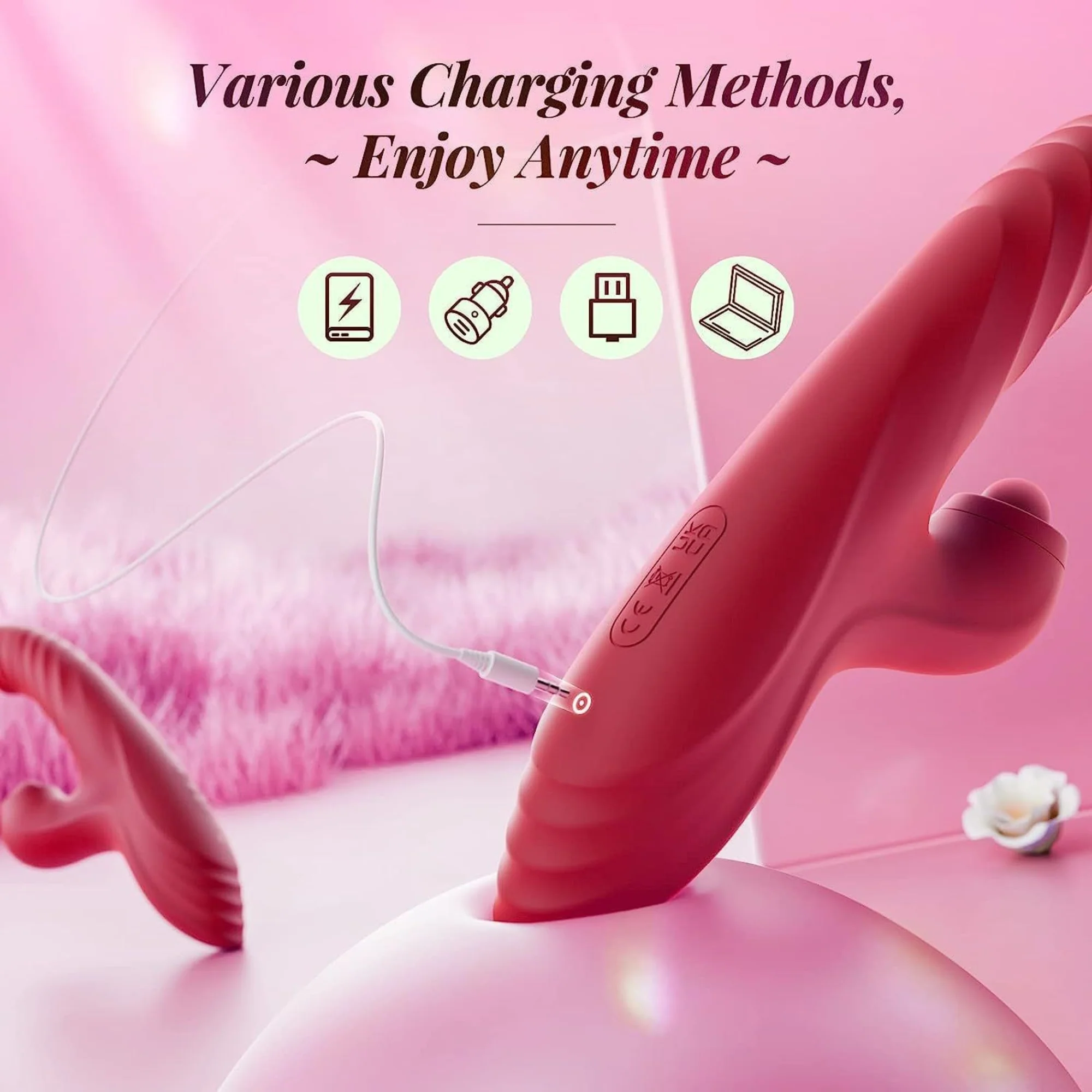 Thrusting Ribbed Rabbit Vibe with Clitoral Nub - Image 12