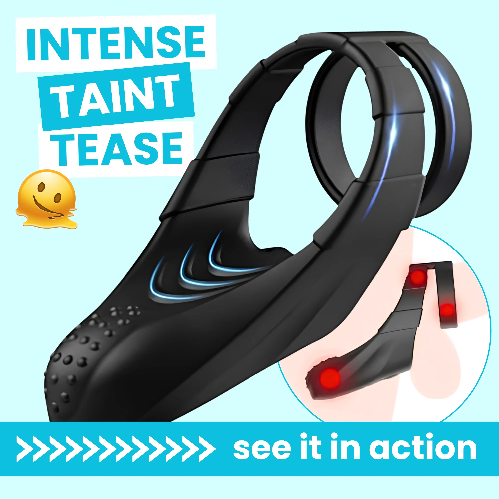 Sperm Locking Dual Cock Ring with Taint Teaser