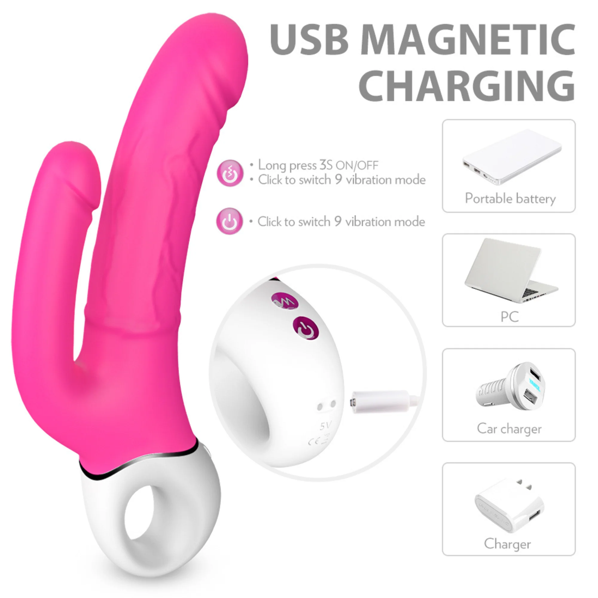 Waterproof Silicone Double Penetrating Vibe - Dual Motors! - Image 5