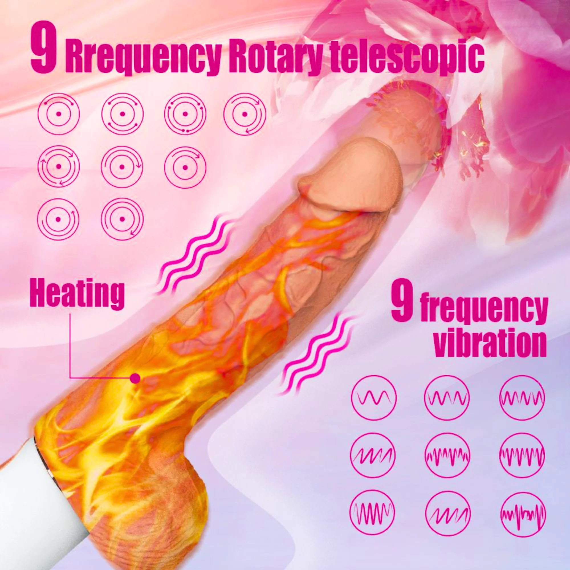 Warming, Thrusting, Vibrating, and Waterproof Dildo - Hands-Free Suction Cup Mount - Includes Remote! - Image 5